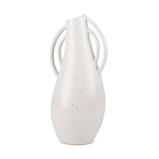 Urvi Tall Off White Speckled Asymmetrical Ceramic Vase