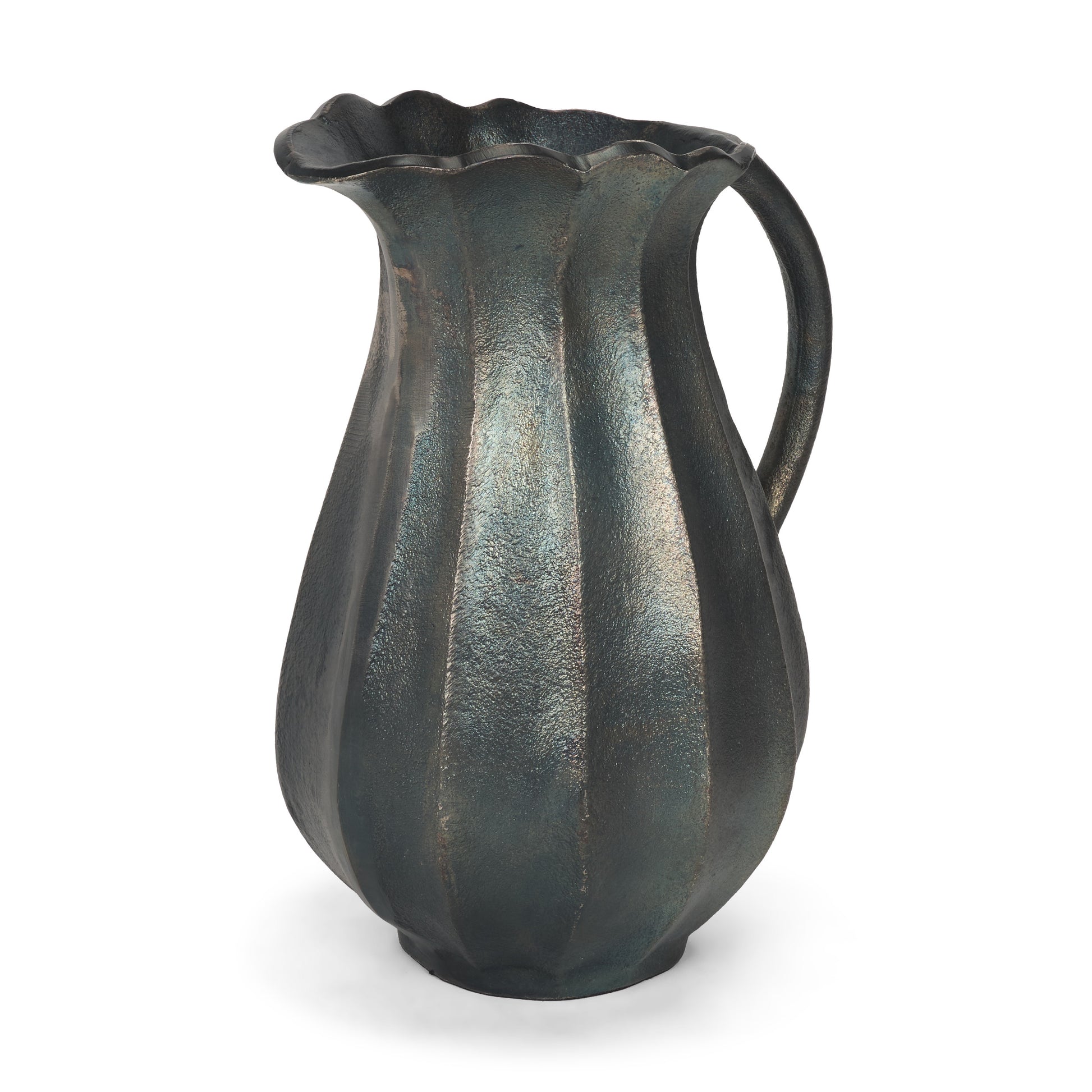 Anya Matte Black Scalloped Petal Cast Metal Jug - Magnolia Lane co. Home + Garden + Gift
