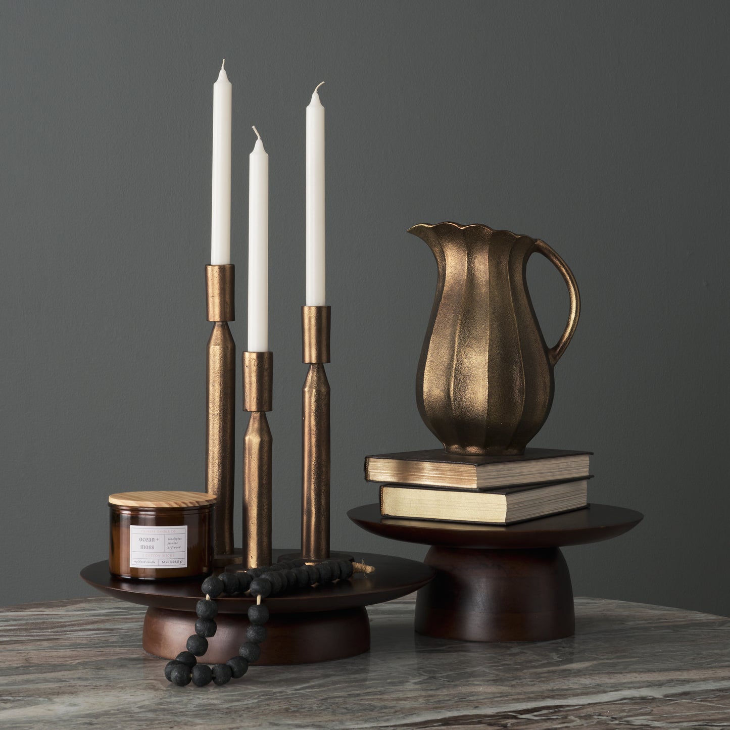 Sadira Mid-Dark Brown Solid Wood Round Riser | 2 Sizes - Magnolia Lane co. Home + Garden + Gift
