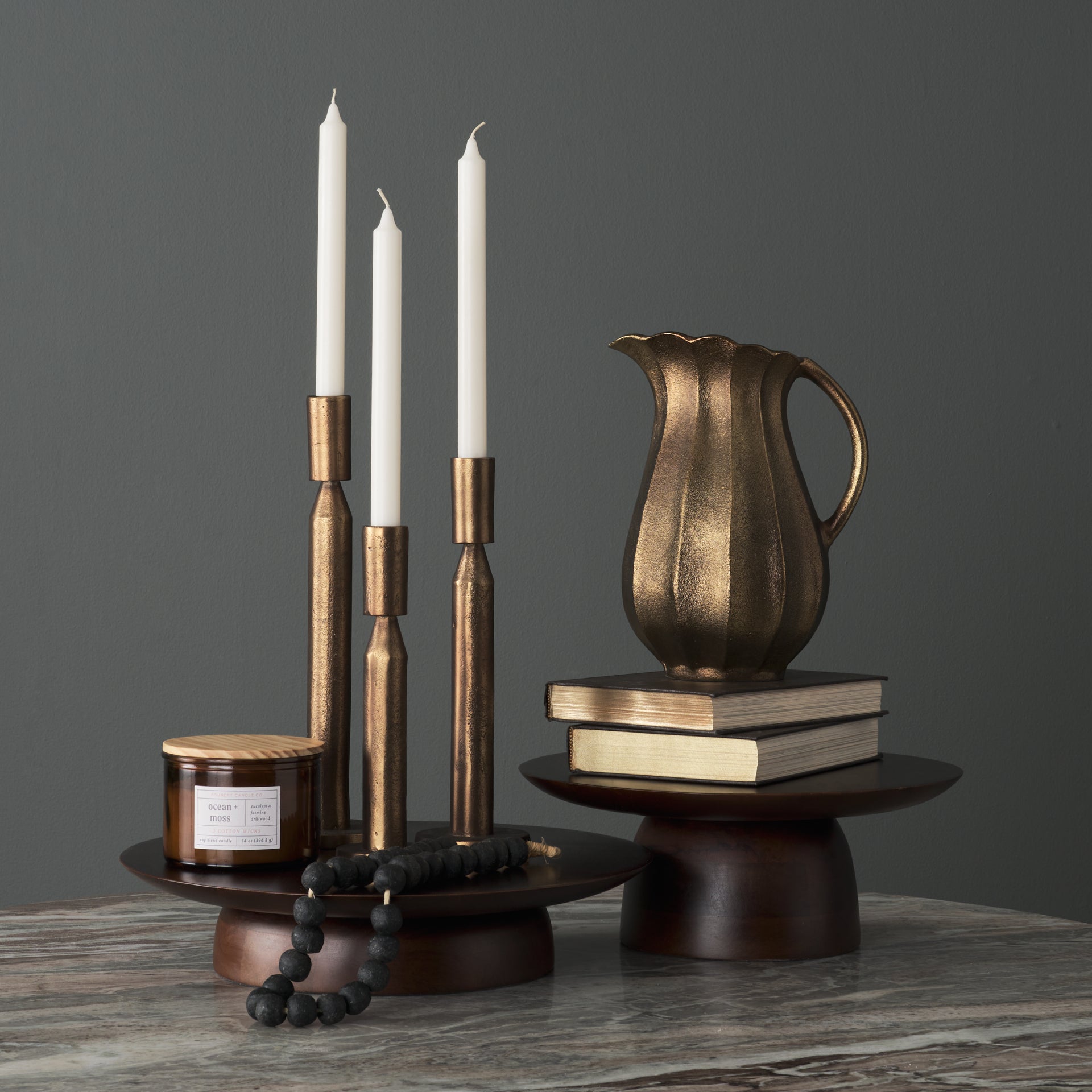 Sadira Mid-Dark Brown Solid Wood Round Riser | 2 Sizes - Magnolia Lane co. Home + Garden + Gift