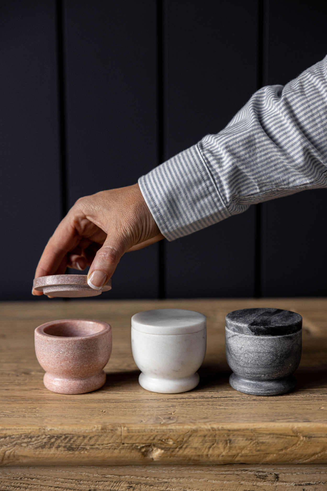 Marble Lidded Salt Cellar - Magnolia Lane co. Home + Garden + Gift