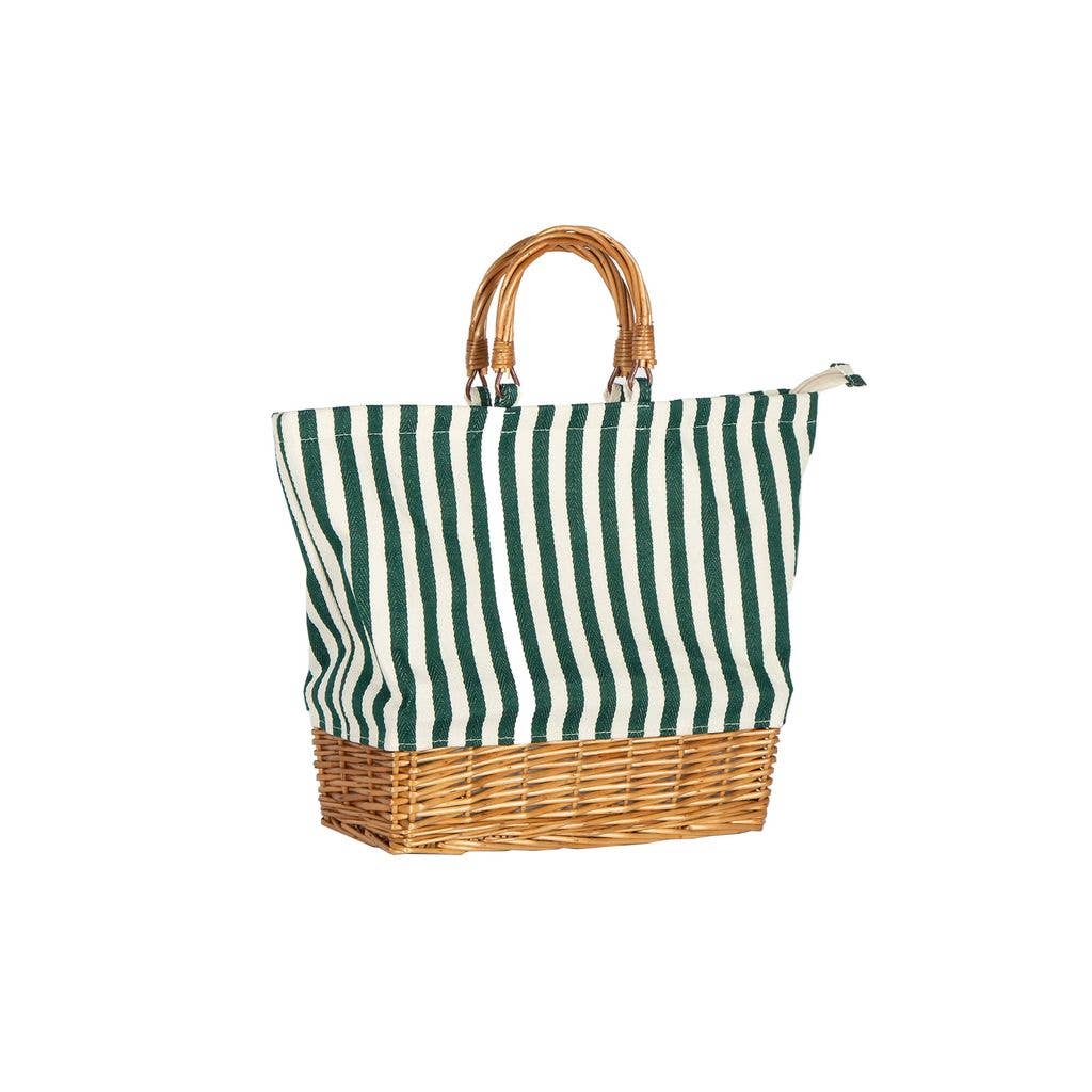 RECTANGULAR WILLOW BASE  INSULATED PICNIC BAG GREEN - Magnolia Lane co. Home + Garden + Gift