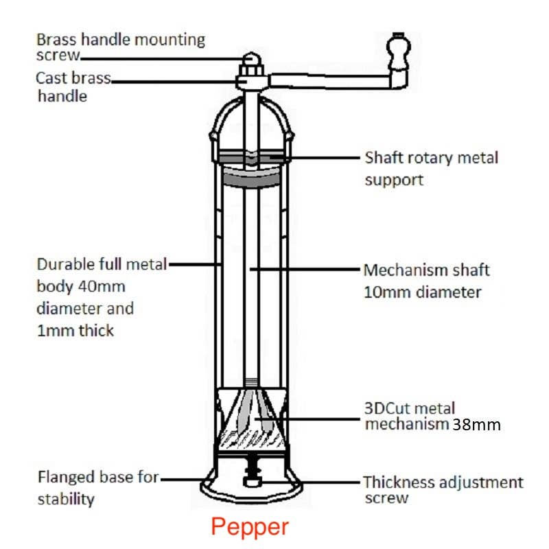 'Brass Mill' - 9" pepper grinder