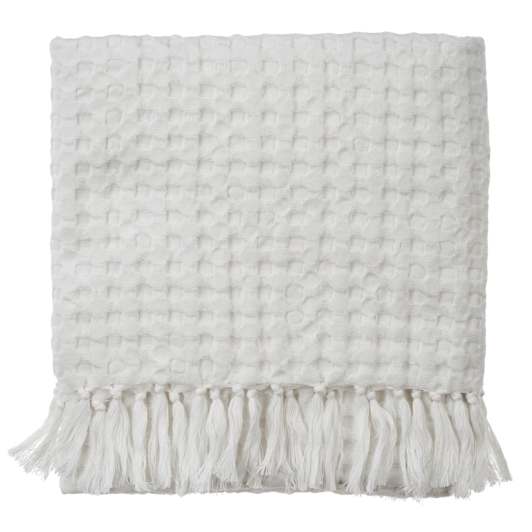 Honeycomb Bath Towel, White - Magnolia Lane co. Home + Garden + Gift