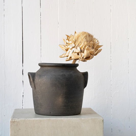 Milos Burnt Terracotta Urn Mini