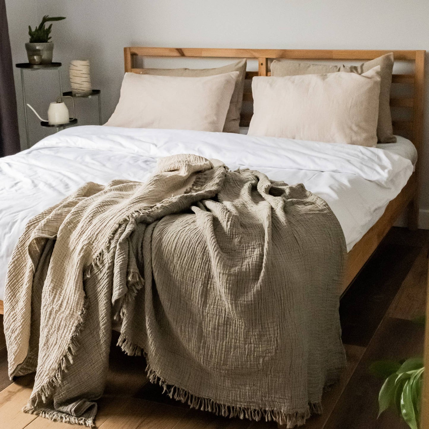 Malvasia Reversible Muslin Gauze Bedspread Blanket Cover W01 - Magnolia Lane co. Home + Garden + Gift