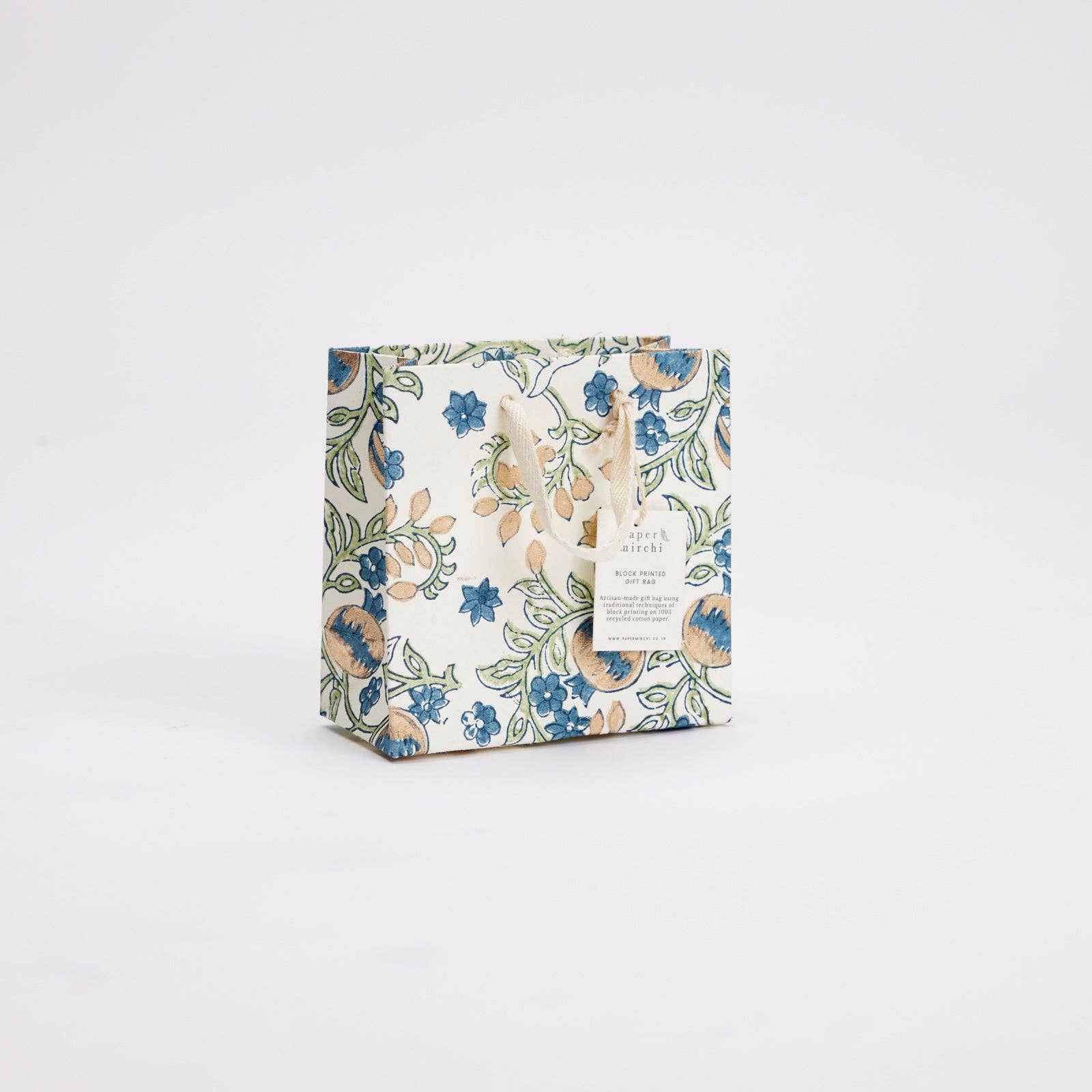Block Printed Gift Bags (Small) - Indigo - Magnolia Lane co. Home + Garden + Gift
