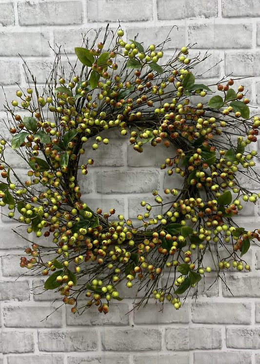 24" GREEN FALL BERRY WREATH