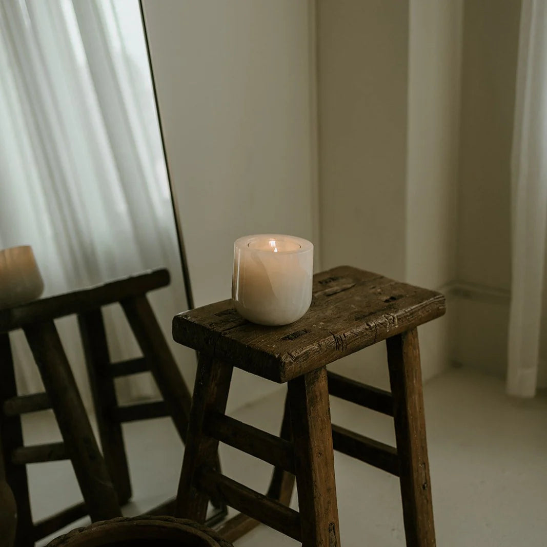 White Onyx Refillable Stone Candle