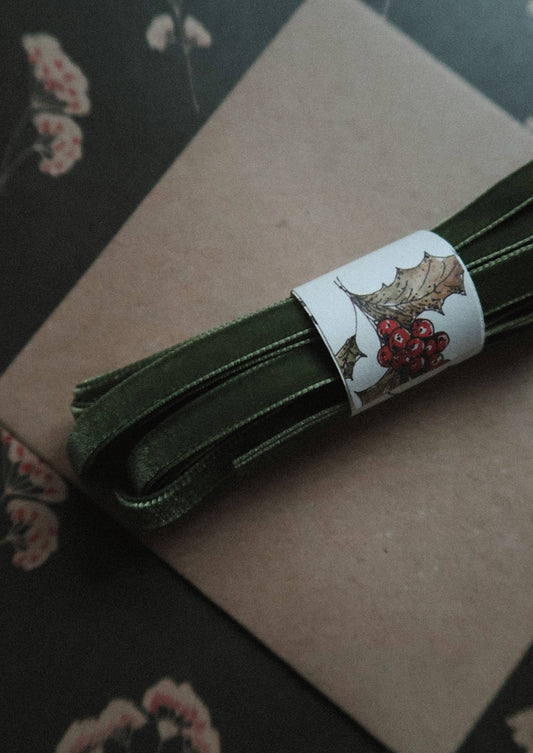 Velvet ribbon moss green length 3m/width 9mm