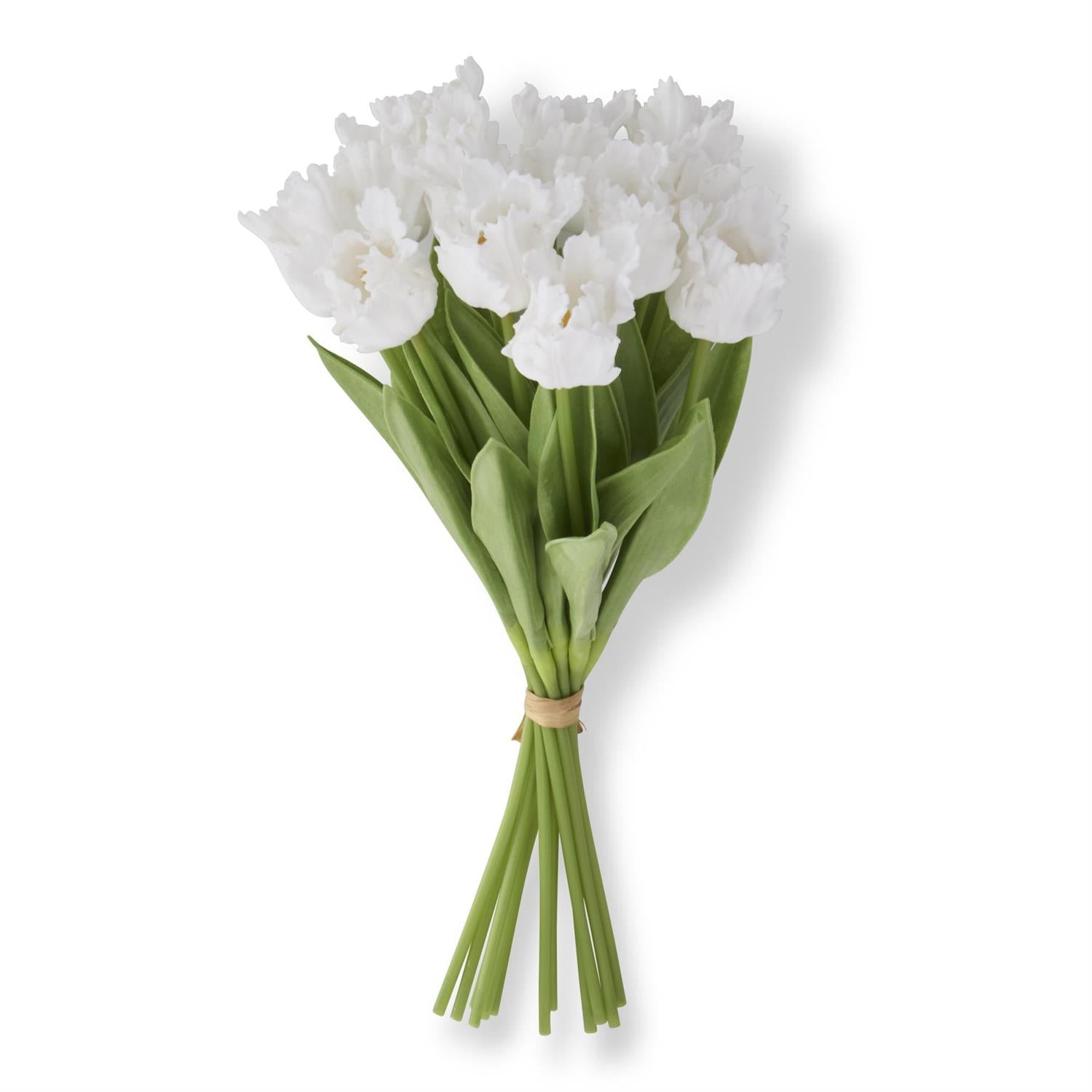 13 Inch White Real Touch Parrot Tulip Bundle -12 Stem bundle - Magnolia Lane co. Home + Garden + Gift