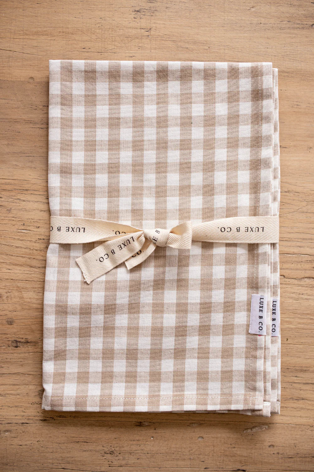 Beige Gingham Kitchen Dish Towels | Set of 2