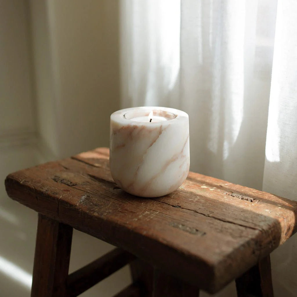 Arabescato Gold Marble Refillable Stone Candle