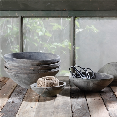 Rustic Terra Cotta Bowl | Moss Grey