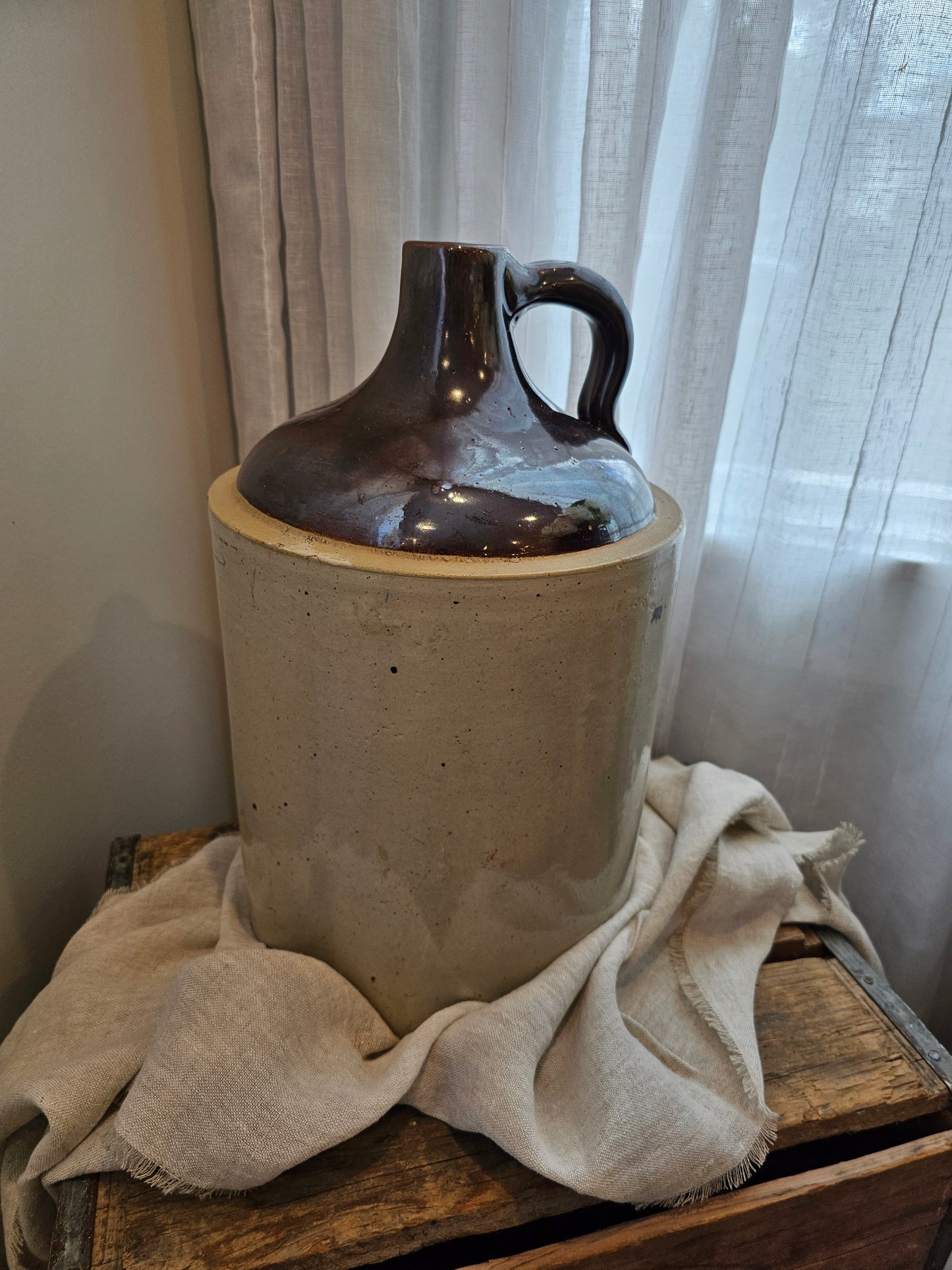 Large Brown Stoneware Jug