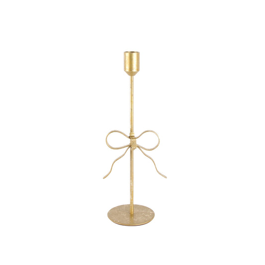 Bow Foil Accent Taper Candle Holder Gold