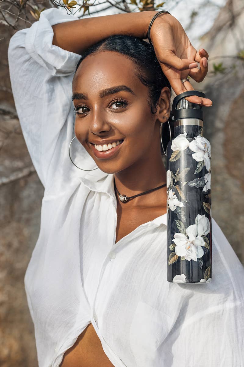 Magnolia | Dark Floral Magnolia 25oz Insulated Water Bottle