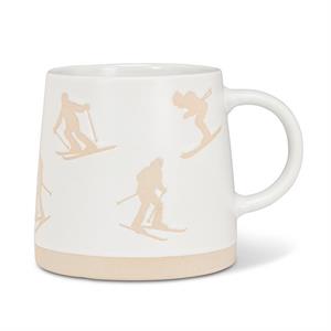 Wide Base Mug w/Skiers-3.5"H(14oz)