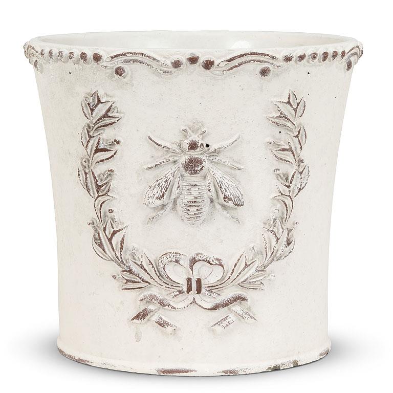 Emboss Bee in Crest Planter | Three sizes - Magnolia Lane co. Home + Garden + Gift