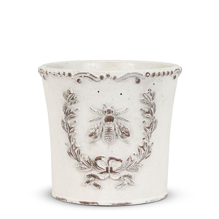 Emboss Bee in Crest Planter | Three sizes - Magnolia Lane co. Home + Garden + Gift