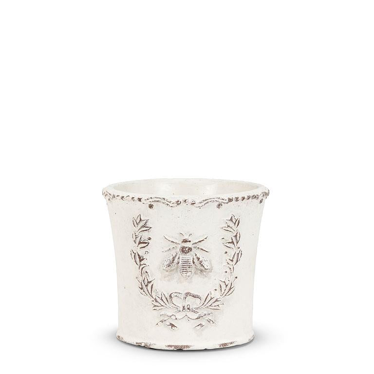 Emboss Bee in Crest Planter | Three sizes - Magnolia Lane co. Home + Garden + Gift