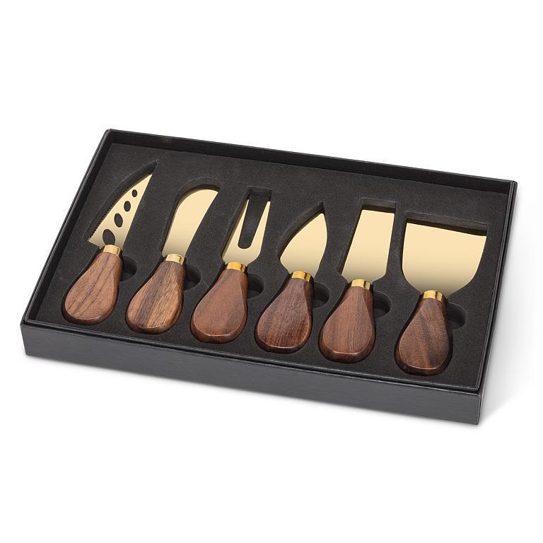 Walnut Handled Cheese Knives. Set of 6