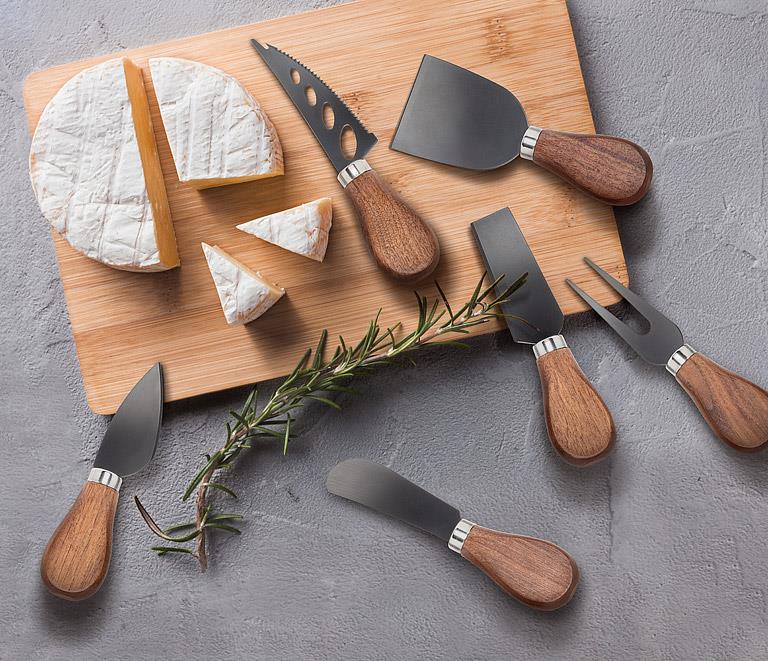 Walnut Handled Cheese Knives. Set of 6