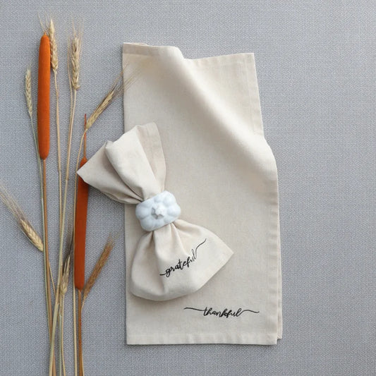 Pumpkin Shaped Napkin Ring Set Of 4 White