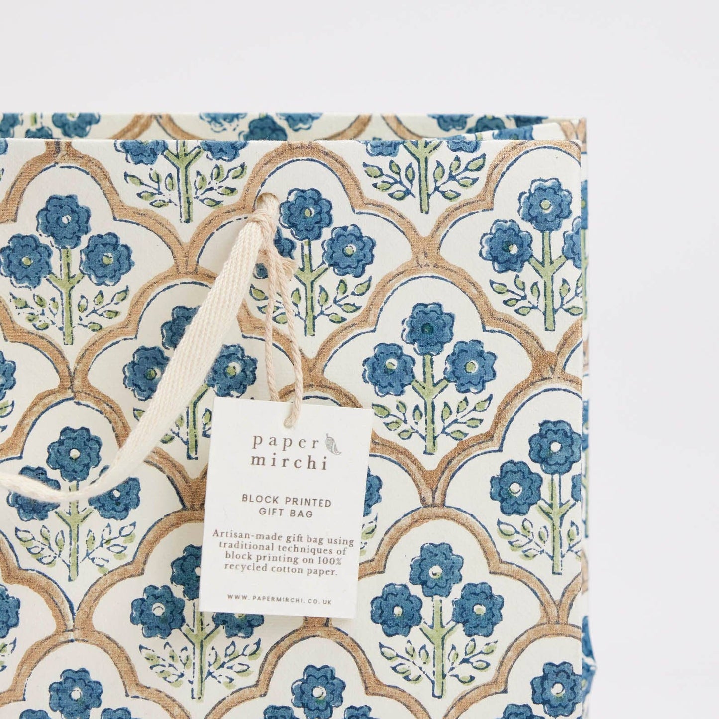 Block Printed Gift Bags (Medium) - Indigo - Magnolia Lane co. Home + Garden + Gift