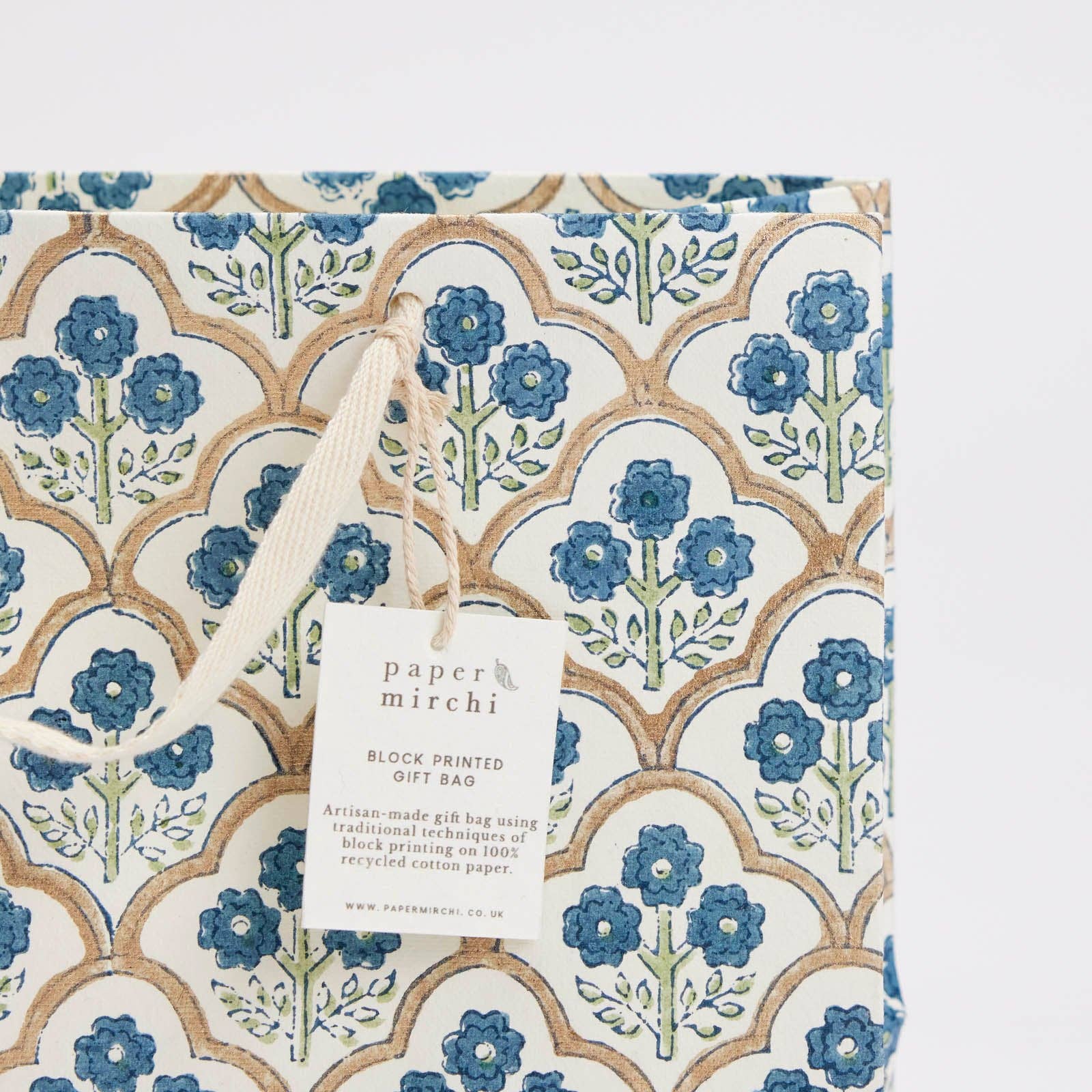 Block Printed Gift Bags (Medium) - Indigo - Magnolia Lane co. Home + Garden + Gift