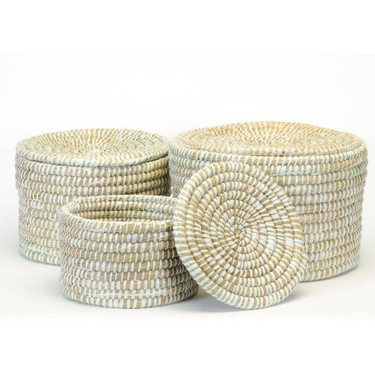 STRAW BASKET WITH LID | 3 Sizes