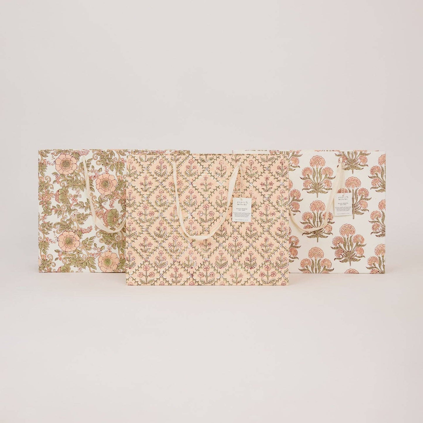 Block Printed Gift Bags (Large) - Terracotta - Magnolia Lane co. Home + Garden + Gift