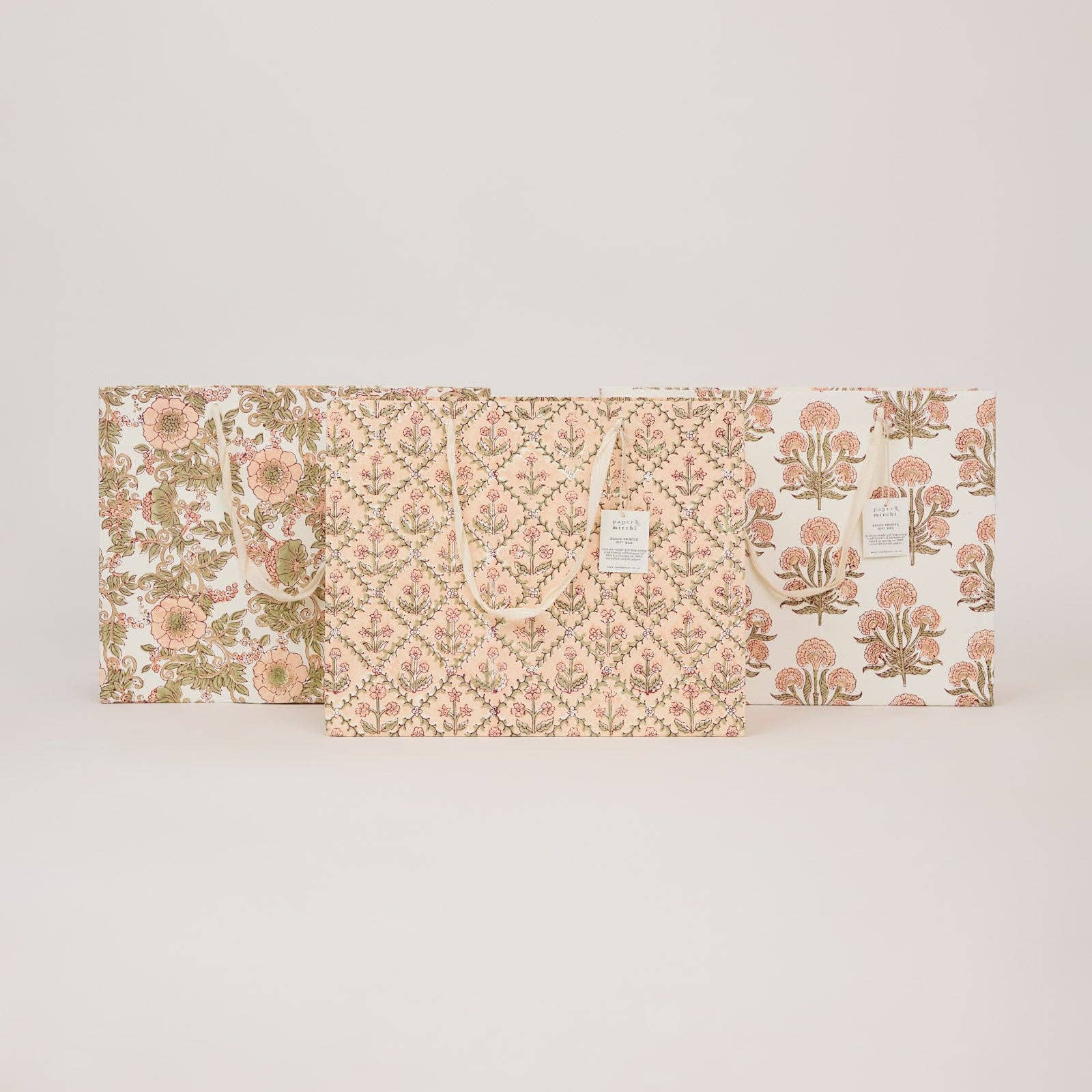 Block Printed Gift Bags (Large) - Terracotta - Magnolia Lane co. Home + Garden + Gift