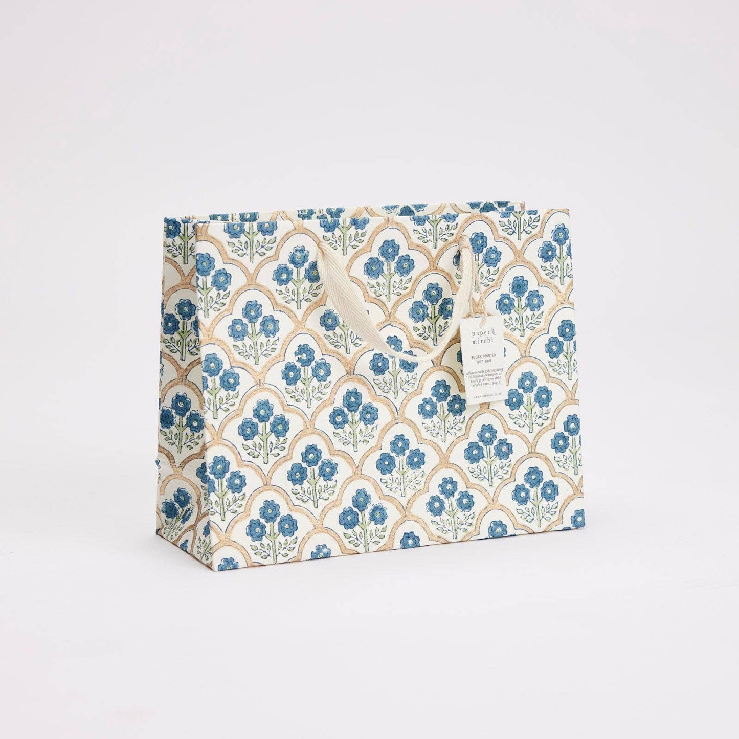 Block Printed Gift Bags (Medium) - Indigo - Magnolia Lane co. Home + Garden + Gift