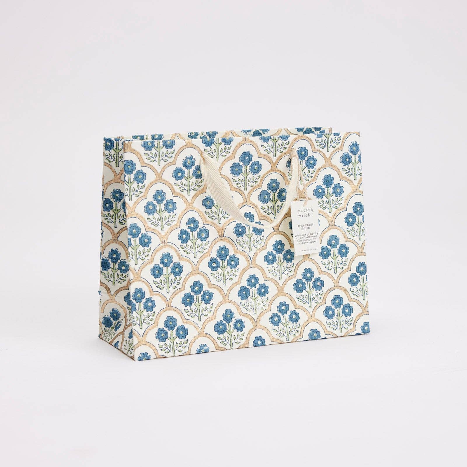 Block Printed Gift Bags (Medium) - Indigo - Magnolia Lane co. Home + Garden + Gift