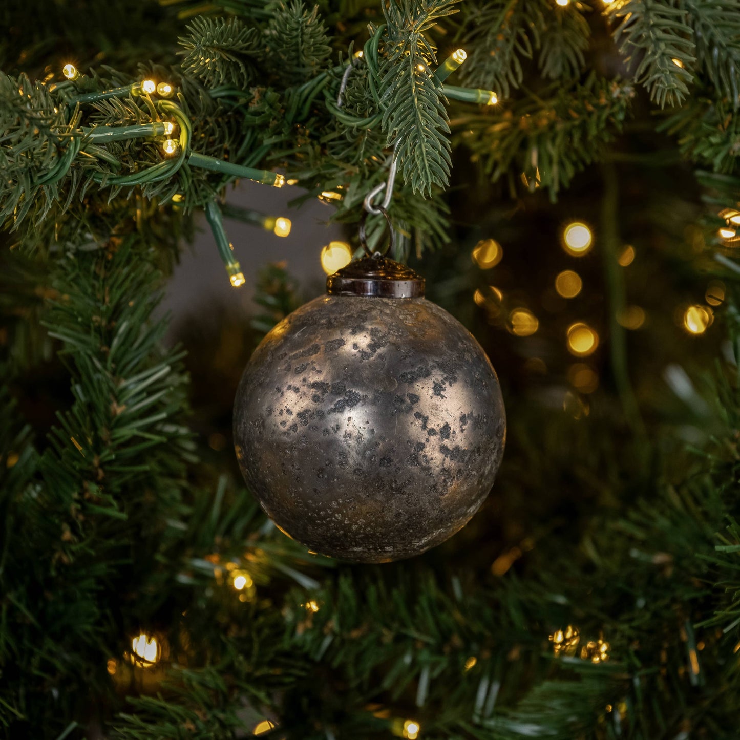 3" SILVER CRACKLE KUGEL ORNAMENT