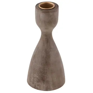Wood Turned Candle Holders | Grey | 2 Sizes
