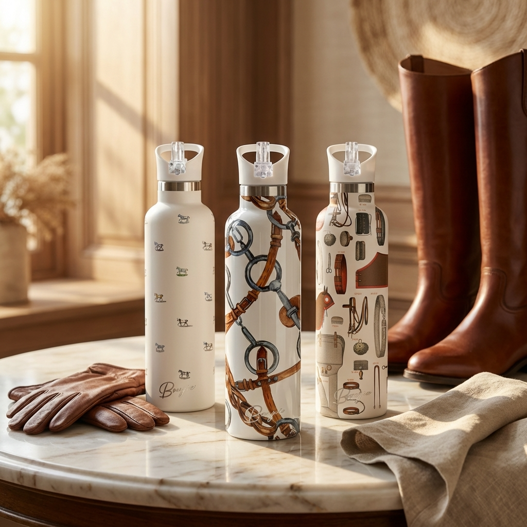 Veredus | Cream Horse Motif Equestrian Insulated Bottle