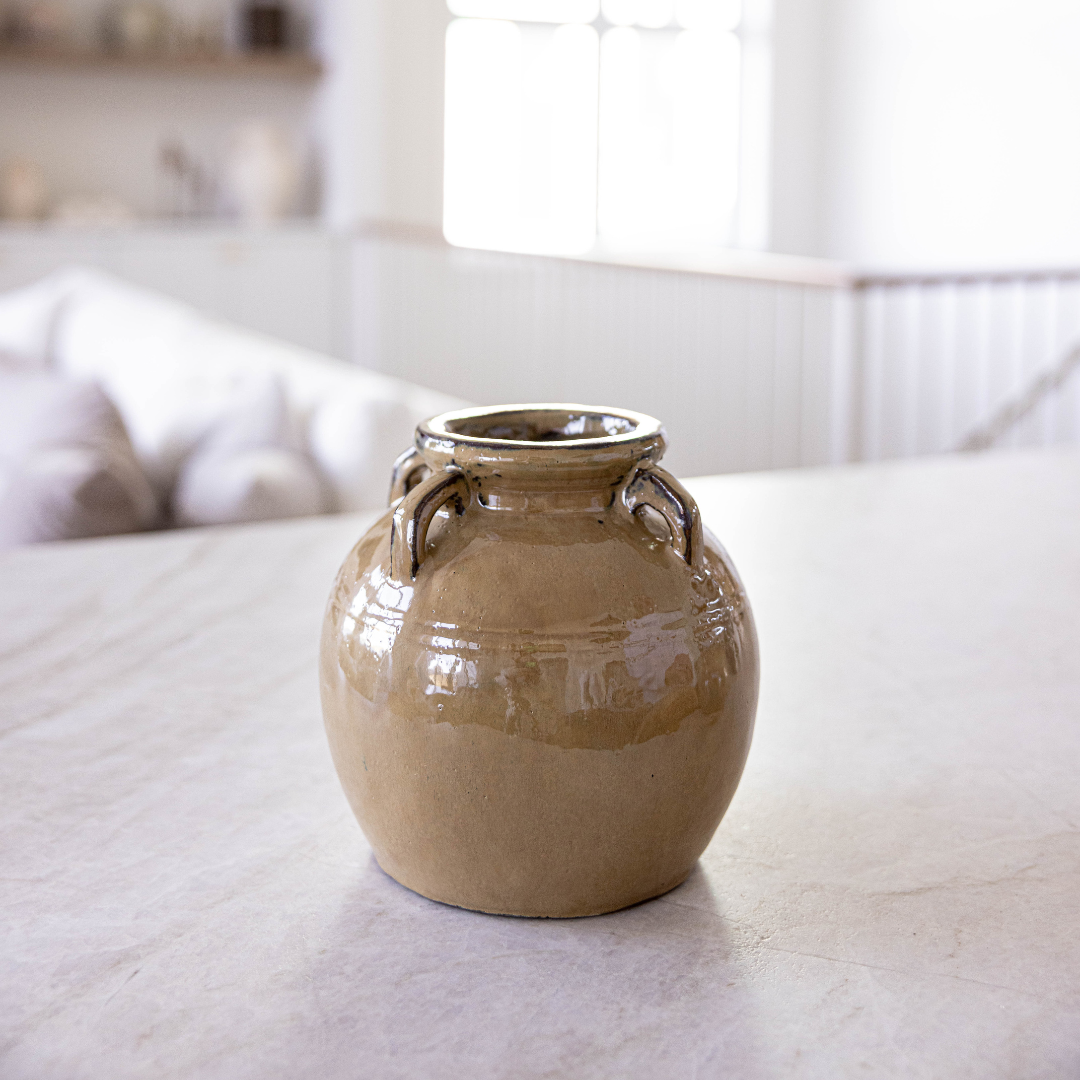 Chevalier Cream Glazed Vase With Handles