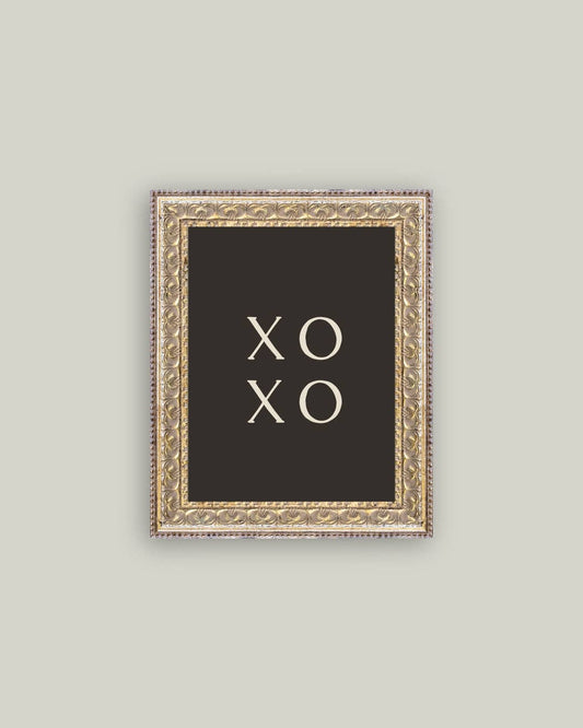 XOXO Black Back Framed Antique Art