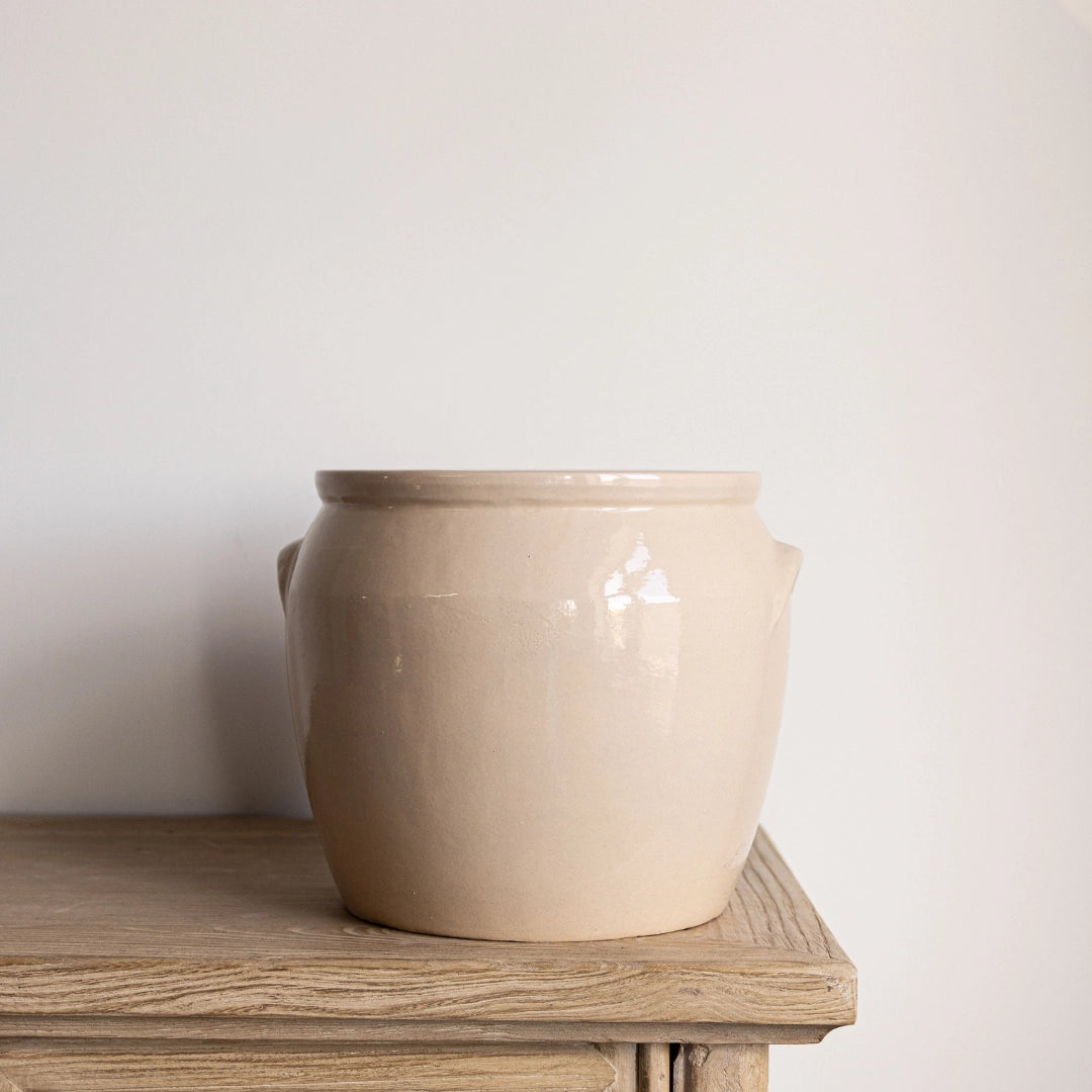 French Replica Cream Glazed Confit Crock Pot