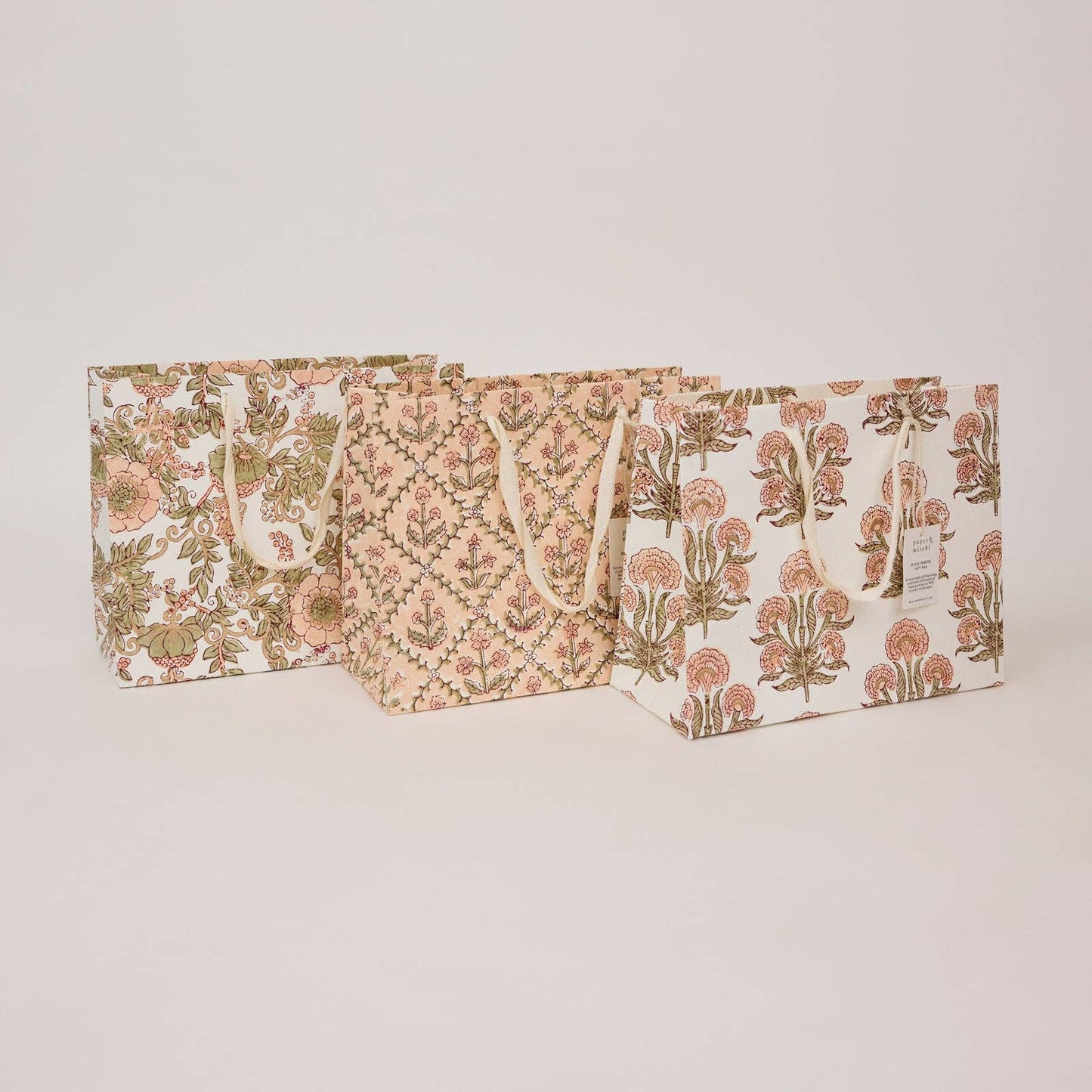 Block Printed Gift Bags (Medium) - Terracotta - Magnolia Lane co. Home + Garden + Gift