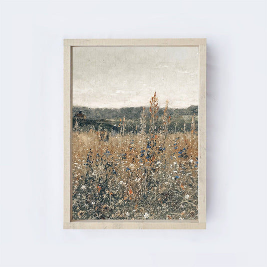 Vintage Print Framed | Wildflower Field Painting A32