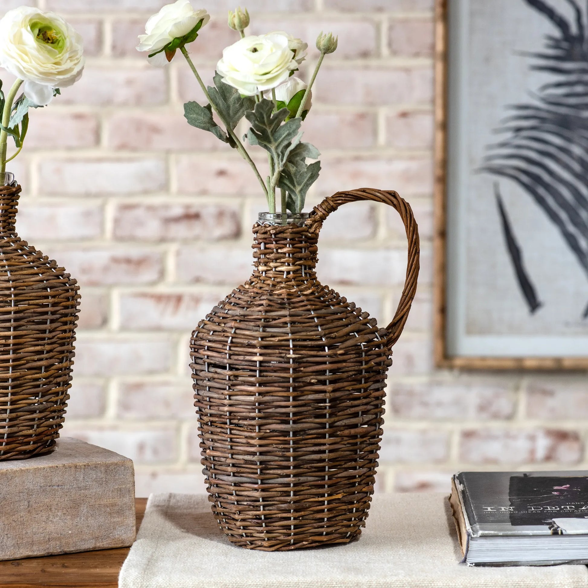 11" Natural Willow Wrapped Bottle - Magnolia Lane co. Home + Garden + Gift