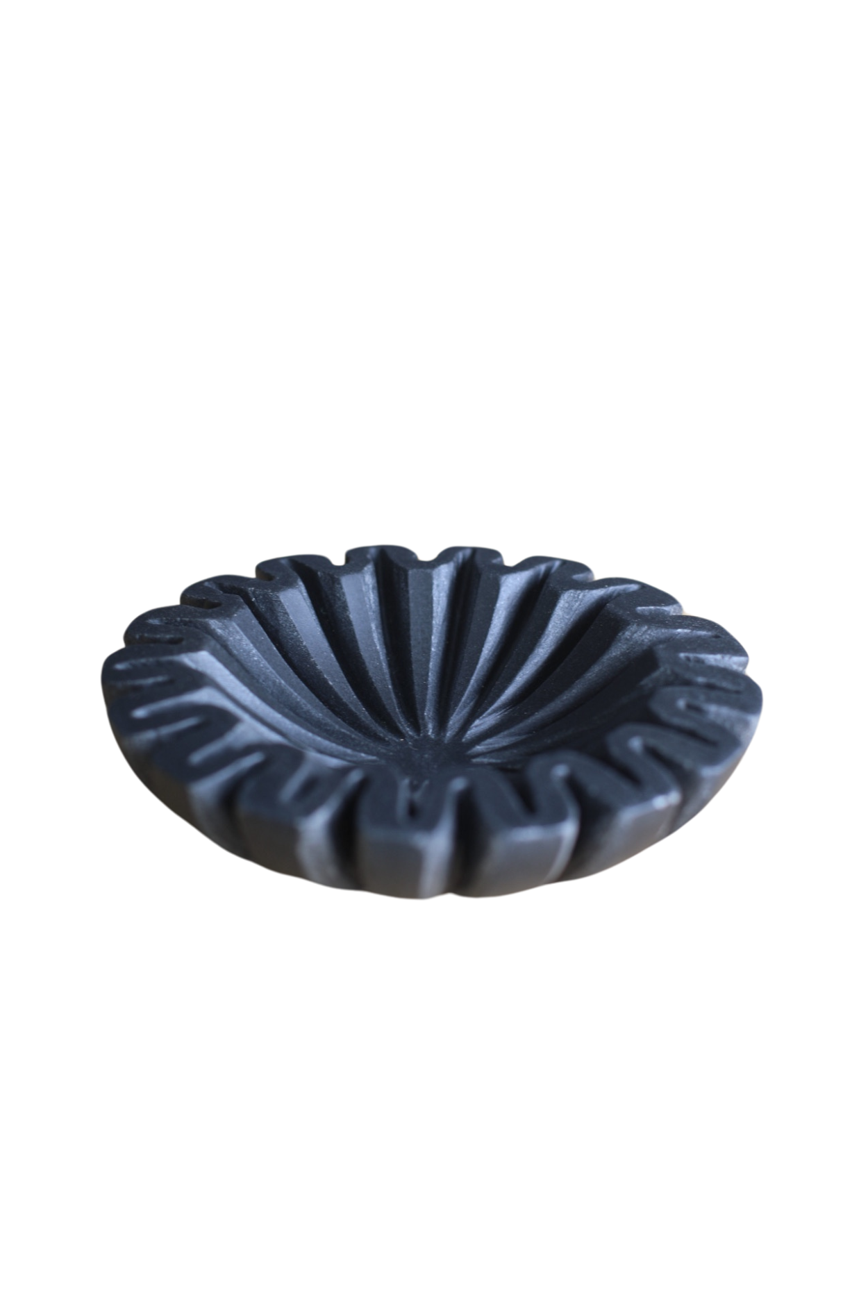 Marble Fluted Scalloped Bowl Black Small
