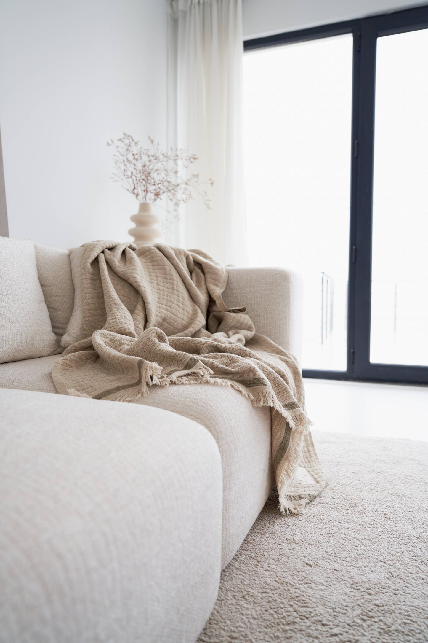 Casabali Linen Plaid Throw Blanket W01 - Magnolia Lane co. Home + Garden + Gift