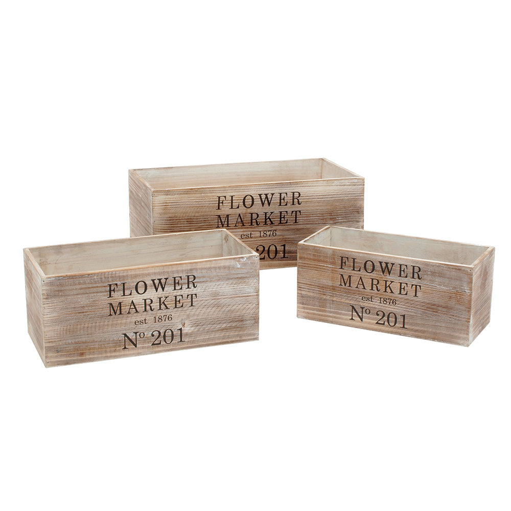 Brown Wood Flower Market Planters