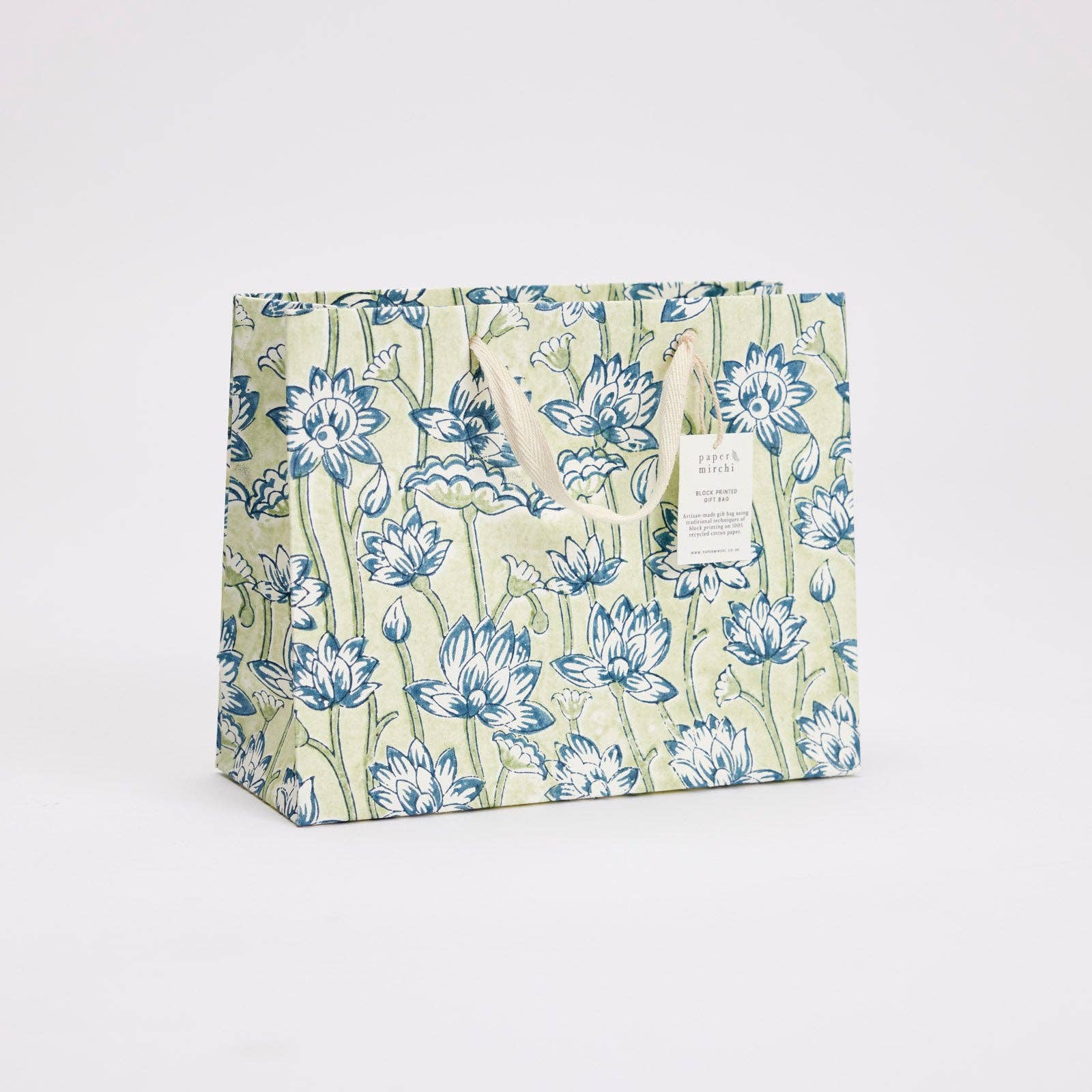 Block Printed Gift Bags (Medium) - Indigo - Magnolia Lane co. Home + Garden + Gift