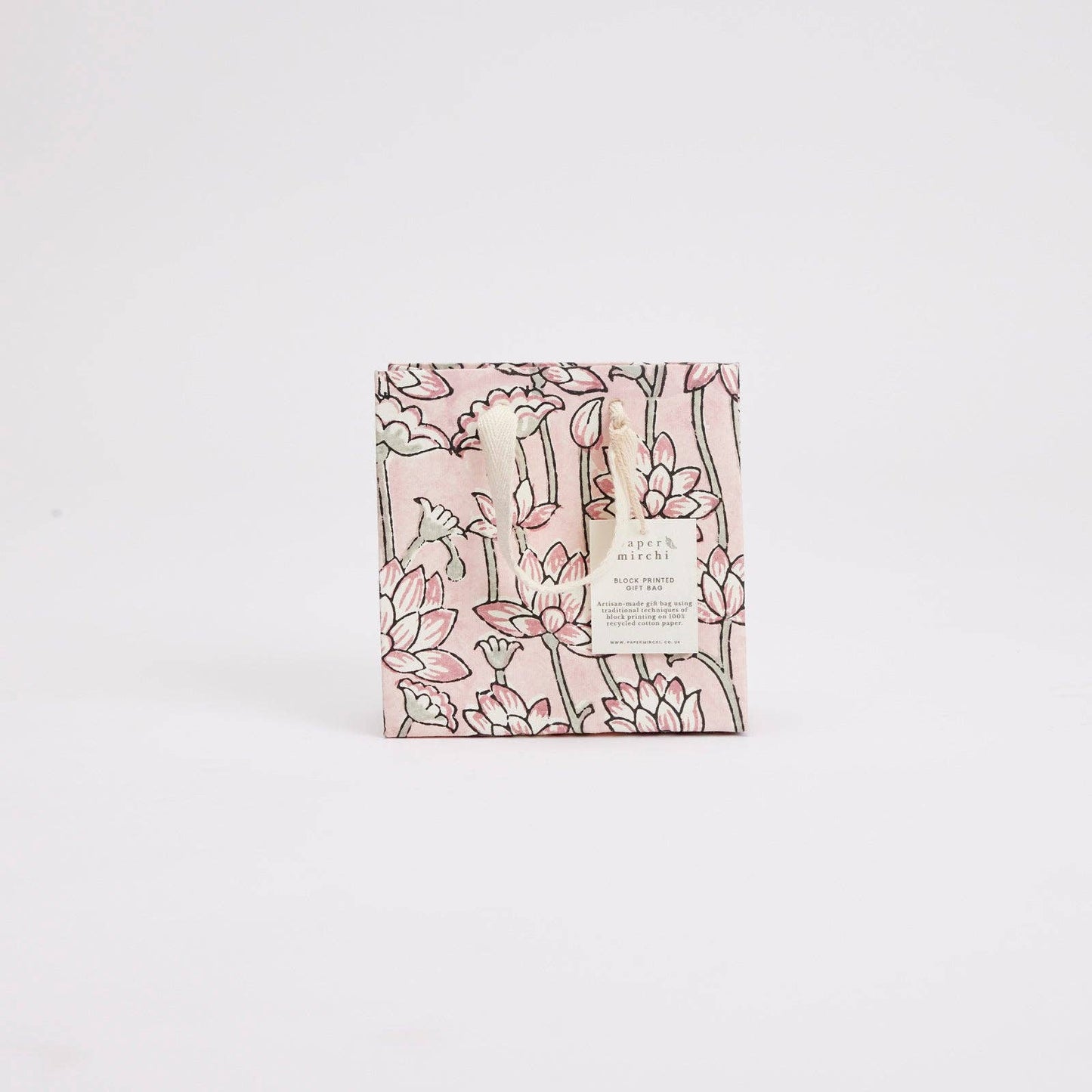 Block Printed Gift Bags (Small) - Pink Earth - Magnolia Lane co. Home + Garden + Gift