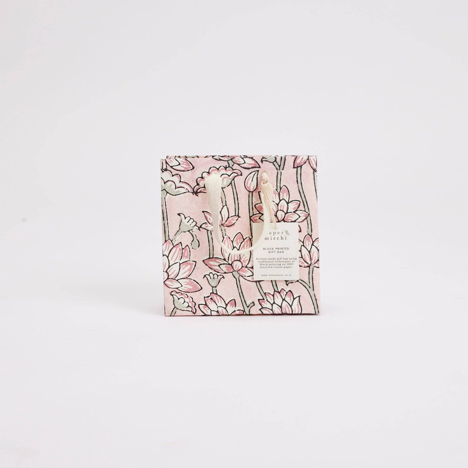 Block Printed Gift Bags (Small) - Pink Earth - Magnolia Lane co. Home + Garden + Gift